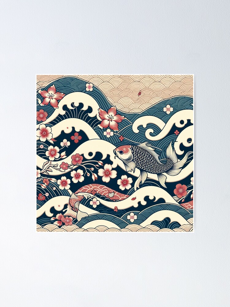 Aperçu 1 sur 3. Poster avec l'œuvre Discover Tranquility with Japanese-Inspired Design Patterns créée et vendue par The-Library.