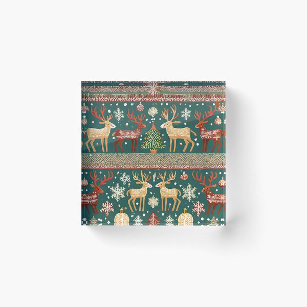 Item preview, Abstract classic snowflakes, reindeer, and ornaments pattern designed and sold by emaotx.