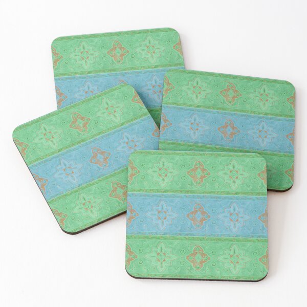 Item preview, Bohemian green and turquoise horizontal stripes  designed and sold by MoisOneOffs.