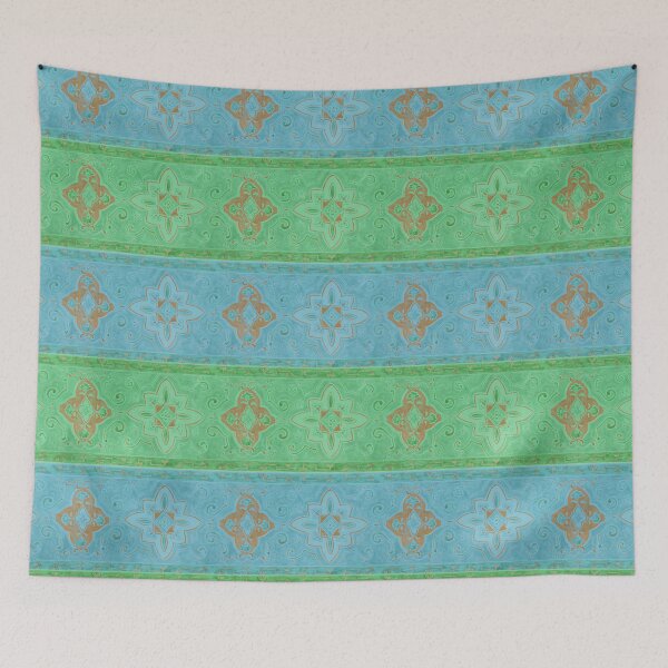Item preview, Bohemian green and turquoise horizontal stripes  designed and sold by MoisOneOffs.