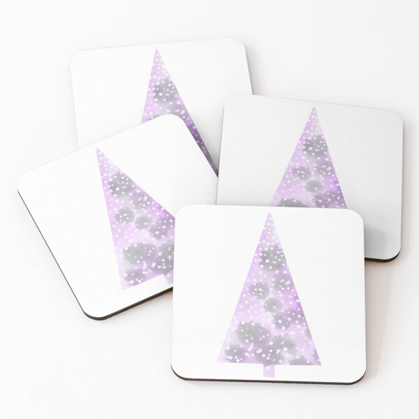 Item preview, Watercolor Christmas tree covered in snow, light, delicate pink. designed and sold by My-fake-places.