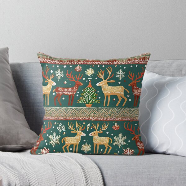 Item preview, Abstract classic snowflakes, reindeer, and ornaments pattern designed and sold by emaotx.