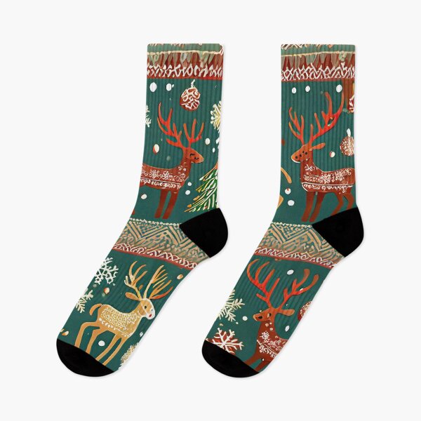 Item preview, Abstract classic snowflakes, reindeer, and ornaments pattern designed and sold by emaotx.