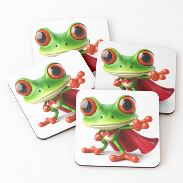 Item preview, funny superhero red eyed tree frog with cape  designed and sold by clearviewstock.