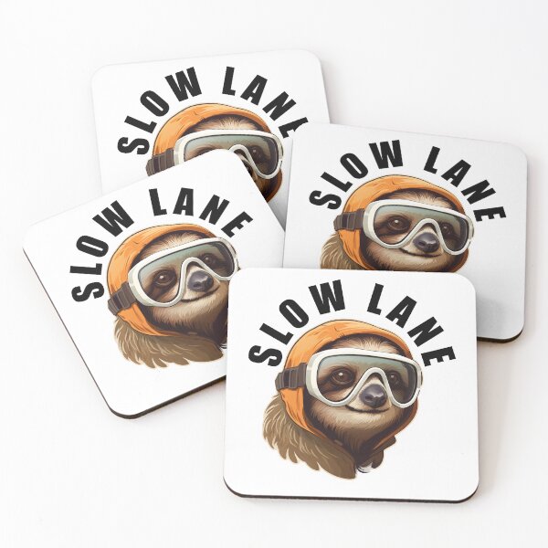 Item preview, Sloth Wearing Ski Goggles - Slow Lane (Black Lettering) designed and sold by VelvetRoom.