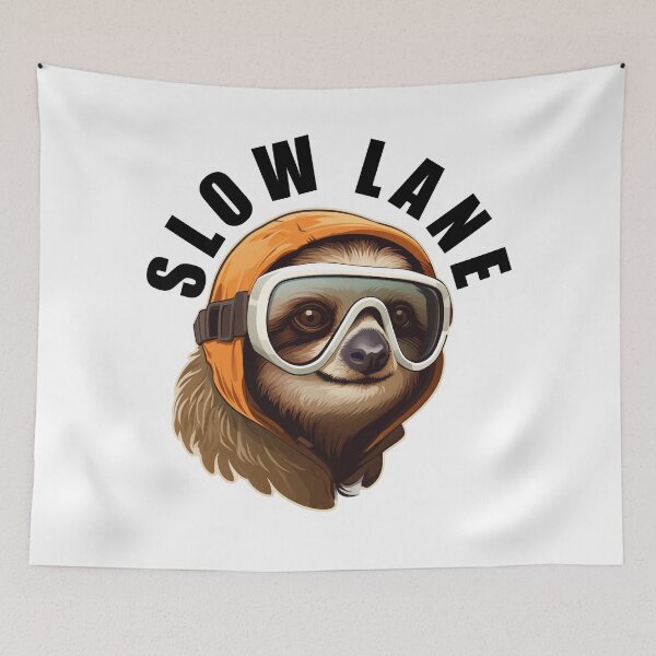 Item preview, Sloth Wearing Ski Goggles - Slow Lane (Black Lettering) designed and sold by VelvetRoom.