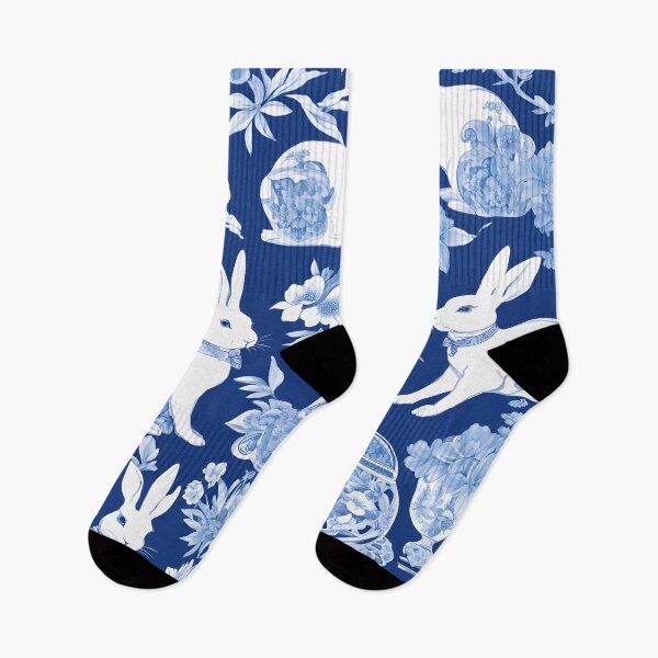 Artikelvorschau, Blau-weißes Chinoiserie-Häschen entworfen und verkauft von SophieClimaArt.
