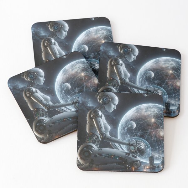 Item preview,   "Celestial Symphony: Female Robot Crafting Stars and Planets" designed and sold by Huycao211.