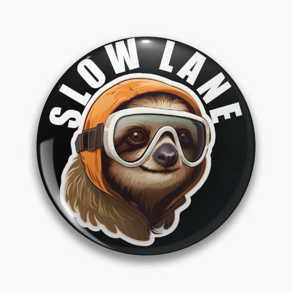 Item preview, Sloth Wearing Ski Goggles - Slow Lane (White Lettering) designed and sold by VelvetRoom.