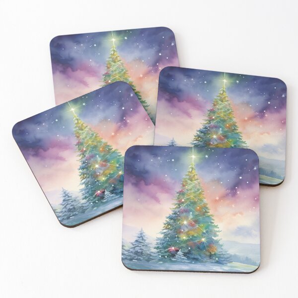 Item preview, Christmas tree and Aurora Borealis designed and sold by Red Witch Art.