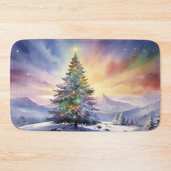 Item preview, Christmas tree and Aurora Borealis designed and sold by Red Witch Art.