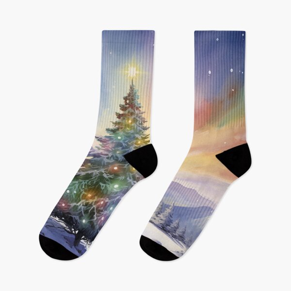 Item preview, Christmas tree and Aurora Borealis designed and sold by Red Witch Art.