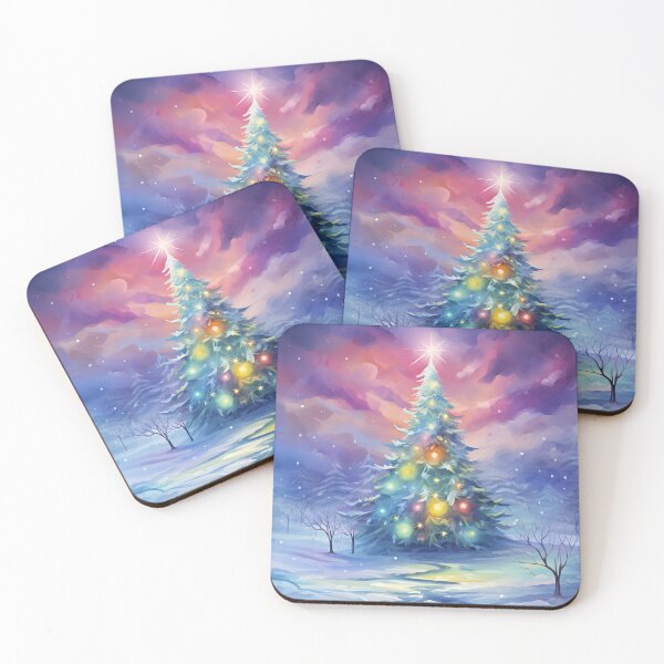 Item preview, Christmas tree and Aurora Borealis designed and sold by Red Witch Art.