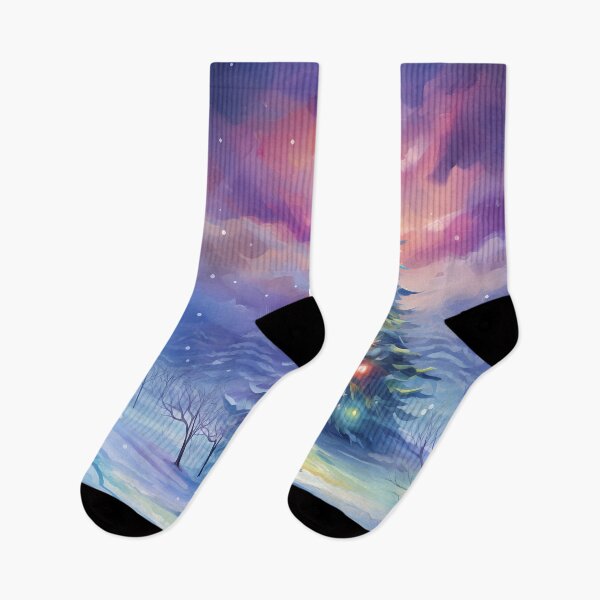 Item preview, Christmas tree and Aurora Borealis designed and sold by Red Witch Art.