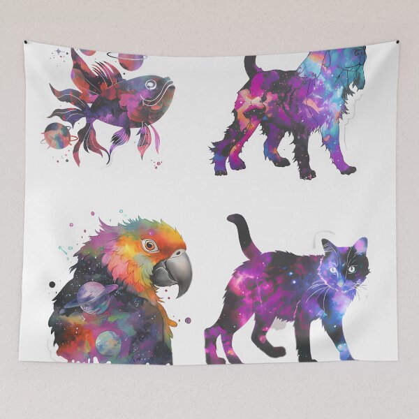 Item preview, pack of galaxy animals stickers, galaxy cat, galaxy dog, galaxy animals designed and sold by what-you-want1.