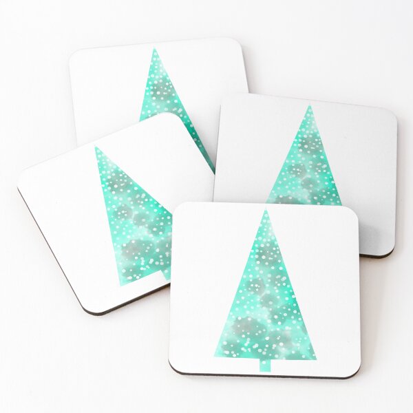 Item preview, Watercolor Christmas tree covered in snow, light, delicate blue turquoise. designed and sold by My-fake-places.