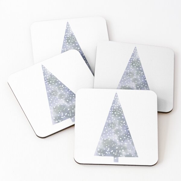 Item preview, Watercolor Christmas tree covered in snow, light, delicate grey-blue. designed and sold by My-fake-places.