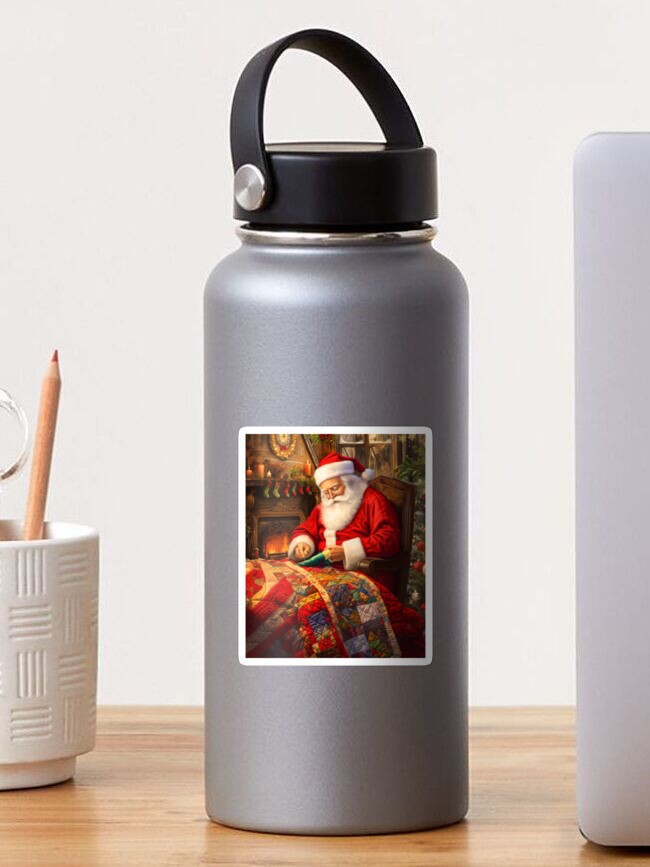 Thumbnail 1 of 3, Sticker, Quilting Santa Claus designed and sold by phatpuppyart.