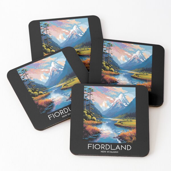 Item preview, A Pop Art Travel Print of Fiordland National Park - New Zealand designed and sold by StudioRedKoala.