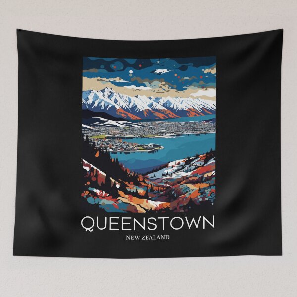 Item preview, A Pop Art Travel Print of Queenstown - New Zealand designed and sold by StudioRedKoala.