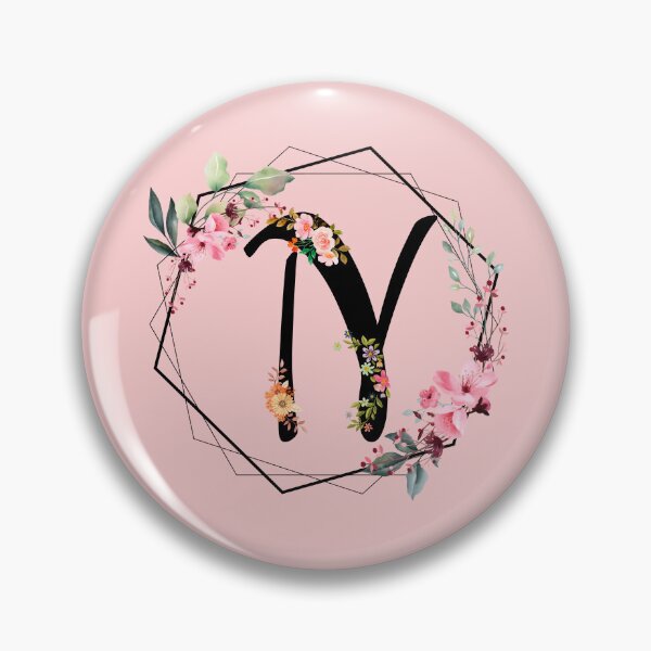Item preview, N monogram flowers, watercolor designed and sold by OmikronStore.