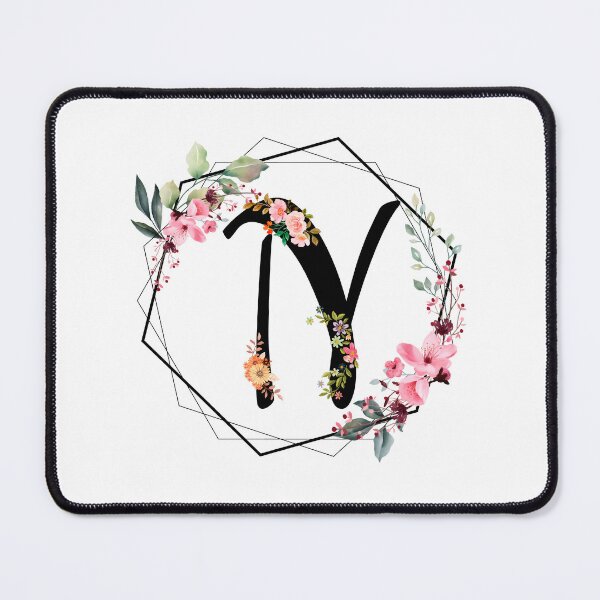 Item preview, N monogram flowers, watercolor designed and sold by OmikronStore.