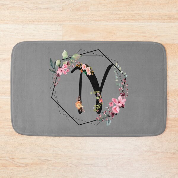Item preview, N monogram flowers, watercolor designed and sold by OmikronStore.