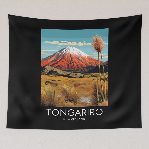 Item preview, A Pop Art Travel Print of Tongariro National Park - New Zealand designed and sold by StudioRedKoala.