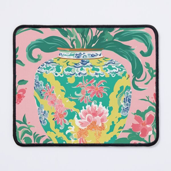 Item preview, Yellow chinoiserie jar on pink designed and sold by SophieClimaArt.