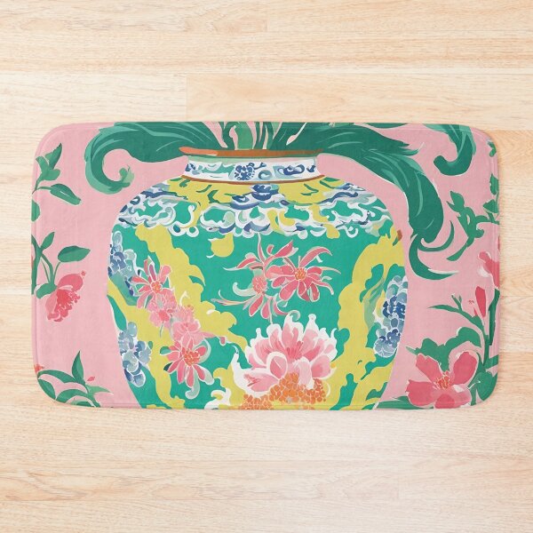 Item preview, Yellow chinoiserie jar on pink designed and sold by SophieClimaArt.