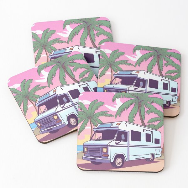 Item preview, Cartoon RV Campervan Motorhome Pink Sunsets 3 of 4 designed and sold by Meridian Threads.