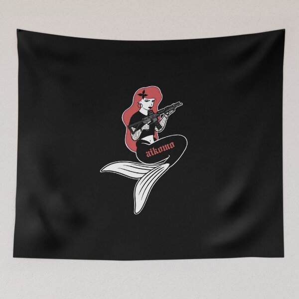 Item preview, Mermaid Pinup with Gun designed and sold by aikomo.