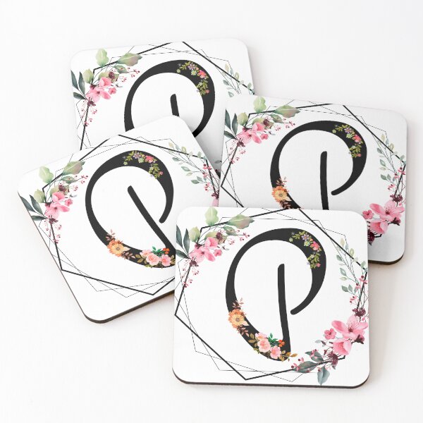 Item preview, P monogram flowers, watercolor designed and sold by OmikronStore.