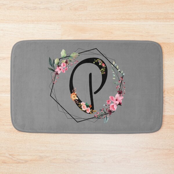 Item preview, P monogram flowers, watercolor designed and sold by OmikronStore.