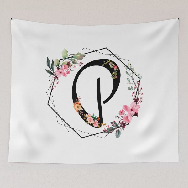 Item preview, P monogram flowers, watercolor designed and sold by OmikronStore.