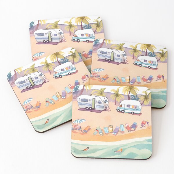 Item preview, Cartoon RV Campervan Motorhome at the Beach, Summer Days 1 of 3 designed and sold by Meridian Threads.