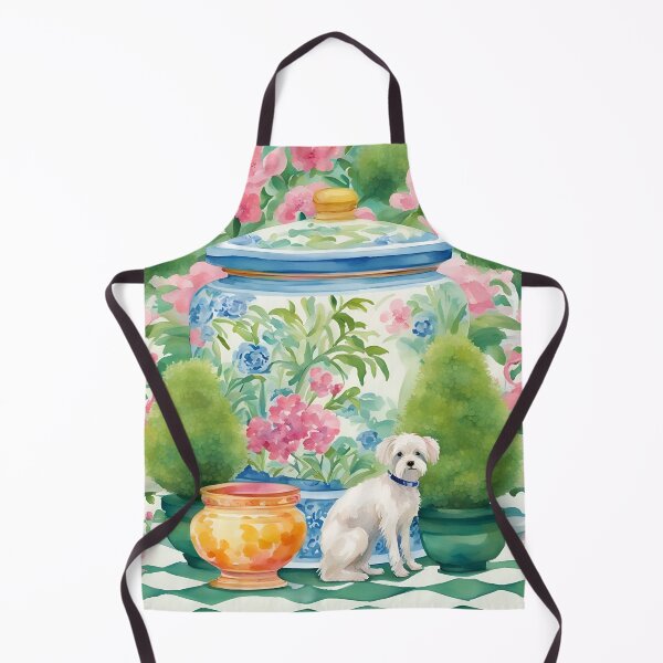 Item preview, Cute terrier in chinoiserie garden designed and sold by SophieClimaArt.