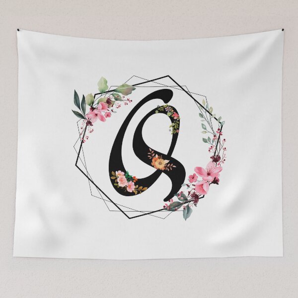Item preview, Q monogram flowers, watercolor designed and sold by OmikronStore.