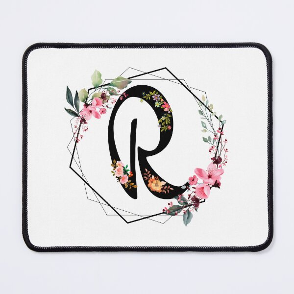 Item preview, R monogram flowers, watercolor designed and sold by OmikronStore.