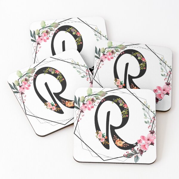 Item preview, R monogram flowers, watercolor designed and sold by OmikronStore.