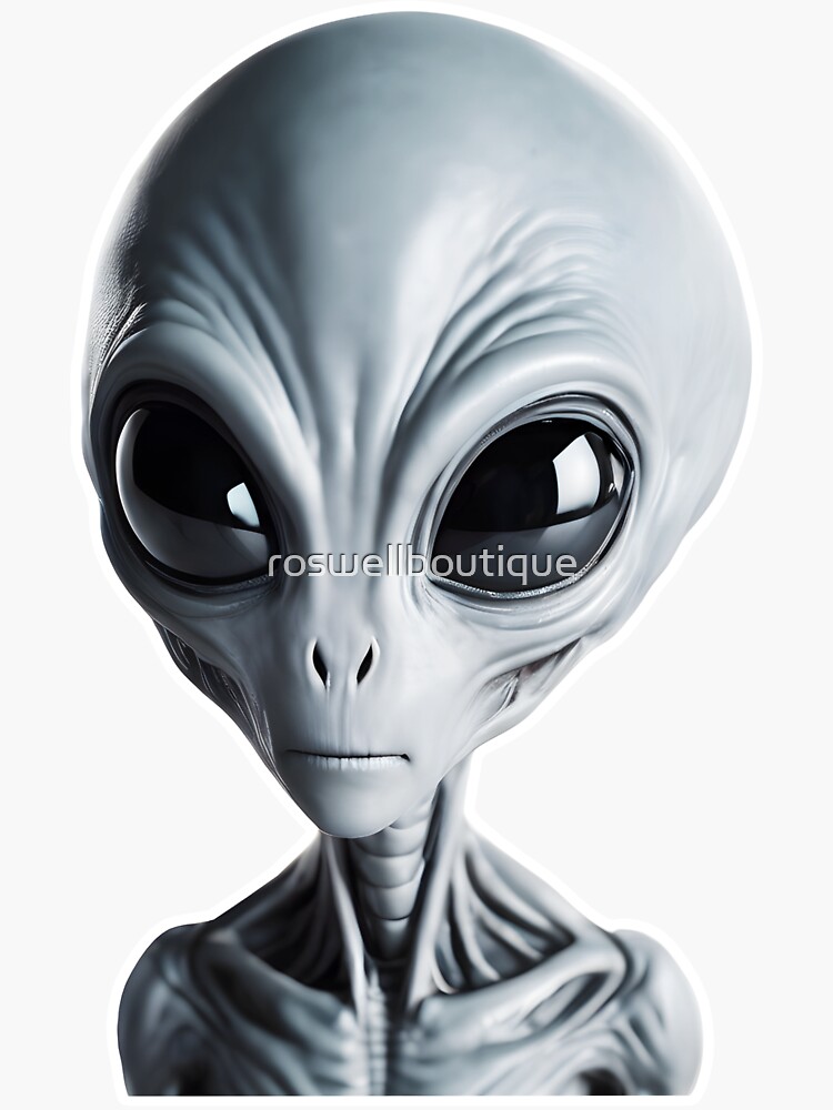 Thumbnail 3 of 3, Sticker, Grey Alien designed and sold by roswellboutique.