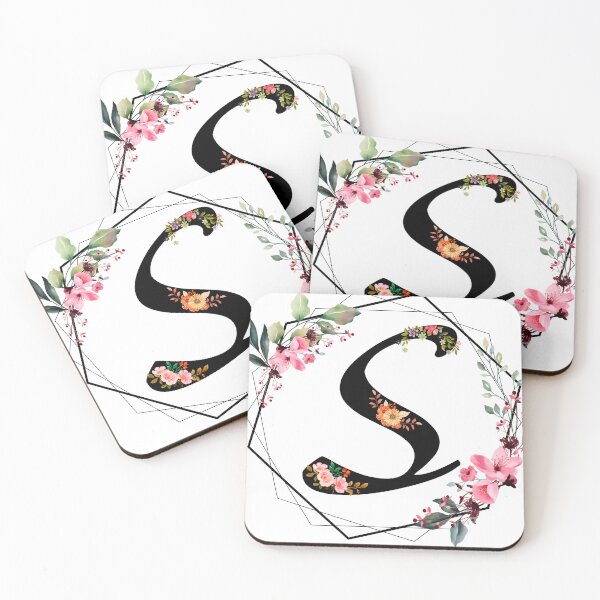Item preview, S monogram flowers, watercolor designed and sold by OmikronStore.