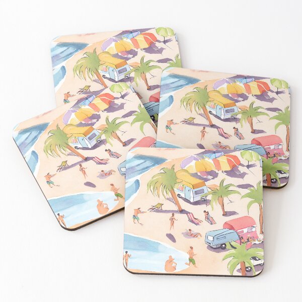 Item preview, Cartoon RV Campervan Motorhome at the Beach, Summer Days 2 of 3 designed and sold by Meridian Threads.