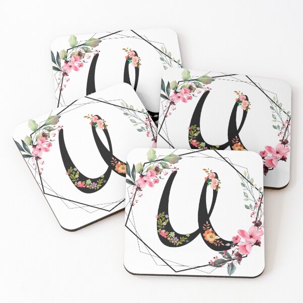 Item preview, U monogram, flowers, watercolor designed and sold by OmikronStore.
