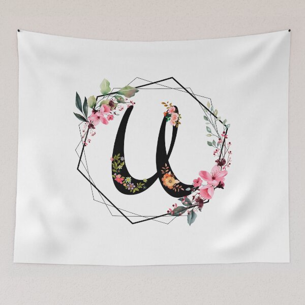 Item preview, U monogram, flowers, watercolor designed and sold by OmikronStore.