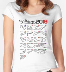 Calendar F1 2018 circuits white Women's Fitted Scoop T-Shirt