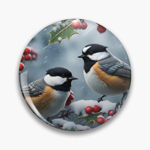 Item preview, Two chickadees on a Holly Branch designed and sold by gregchapin.