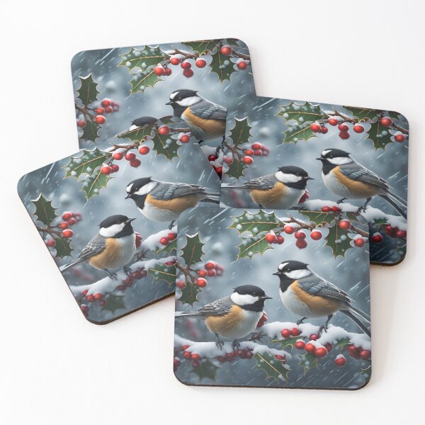Item preview, Two chickadees on a Holly Branch designed and sold by gregchapin.