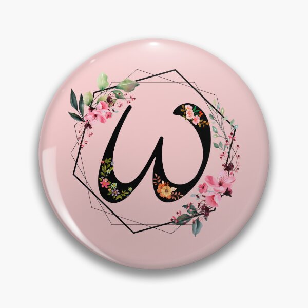 Item preview, W monogram, flowers, watercolor designed and sold by OmikronStore.