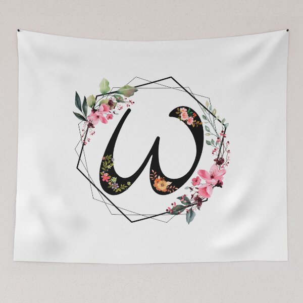 Item preview, W monogram, flowers, watercolor designed and sold by OmikronStore.
